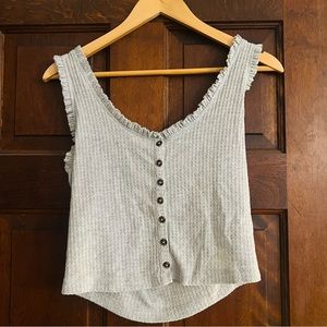 90s style gray waffle texture ruffled t-shirt - Wild Fable - Size Small